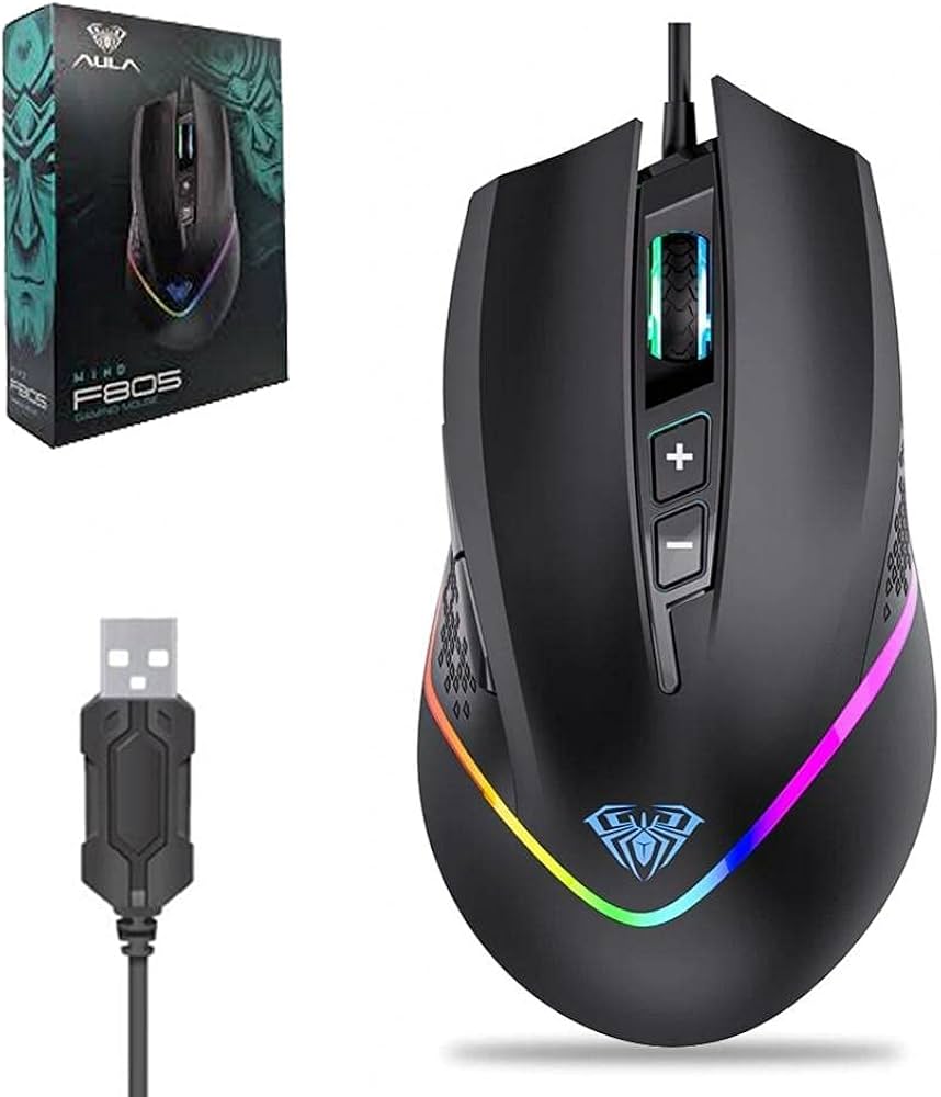 AULA F805 RGB Gaming Mouse Wired 6400DPI